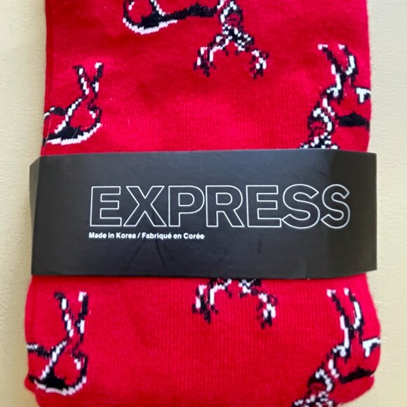 New Men's Express Socks Deer Reindeer Red Christmas Holiday Winter NWT - Picture 2 of 5